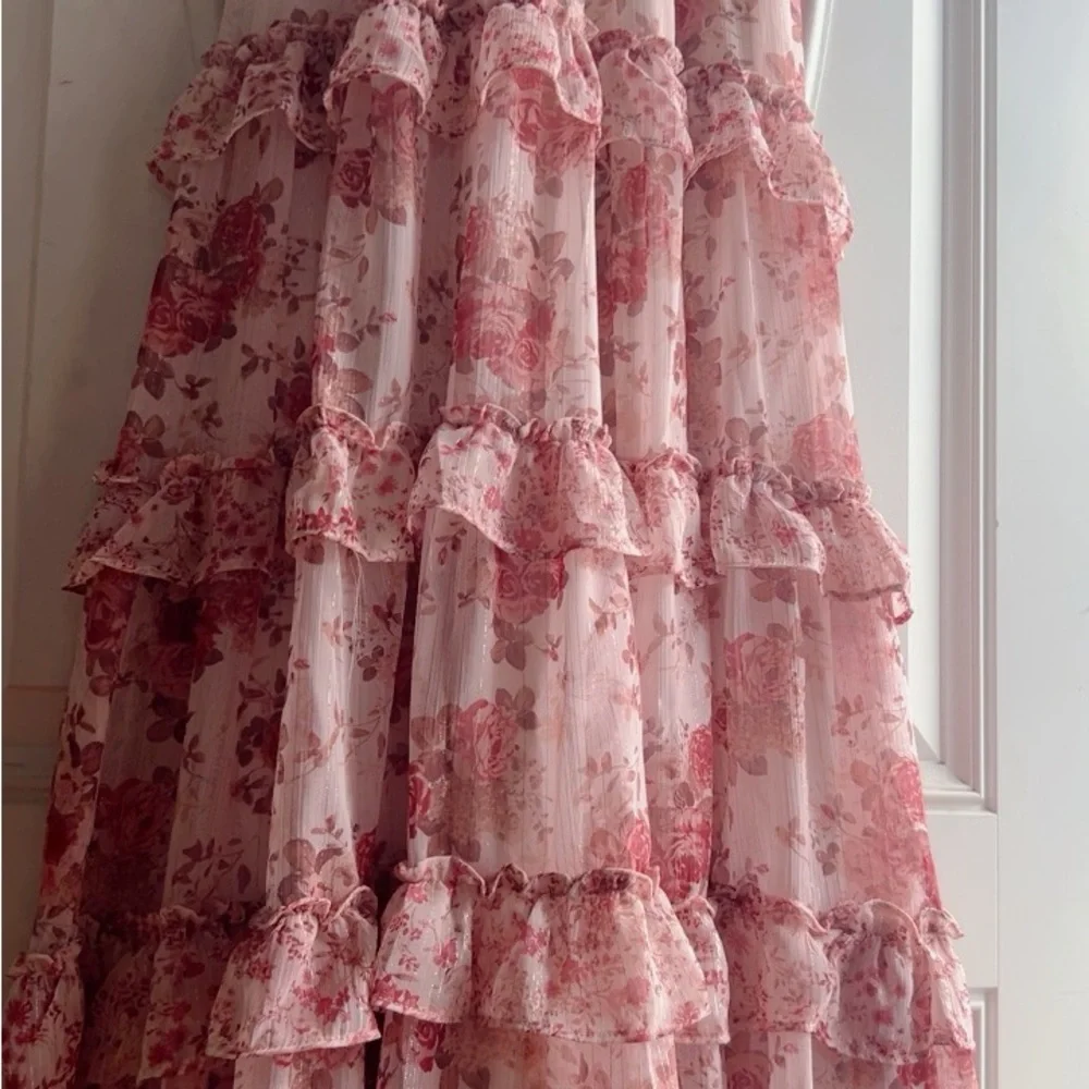 Altar'd State Blush Floral Tiered Dress - Picture 2 of 12